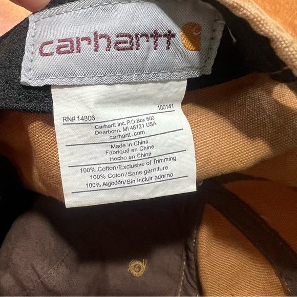 Carhartt Duck Canvas Brown Tan Baseball Cap one size patch logo - Picture 5 of 6